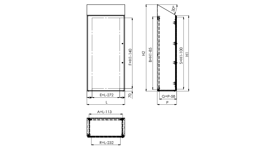 Foto dimensiones Armarios Compactos Irinox Serie AS.HY