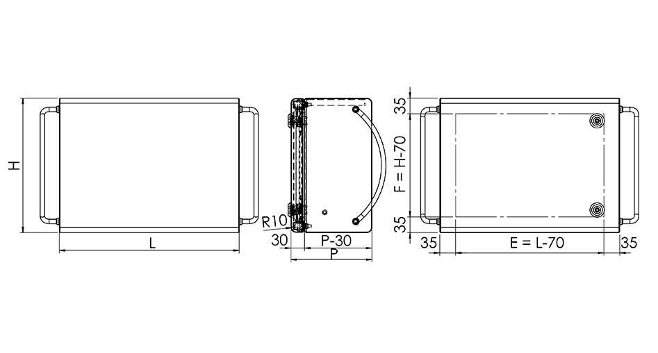 Foto Dimensiones Cajas de mando Serie EKO P