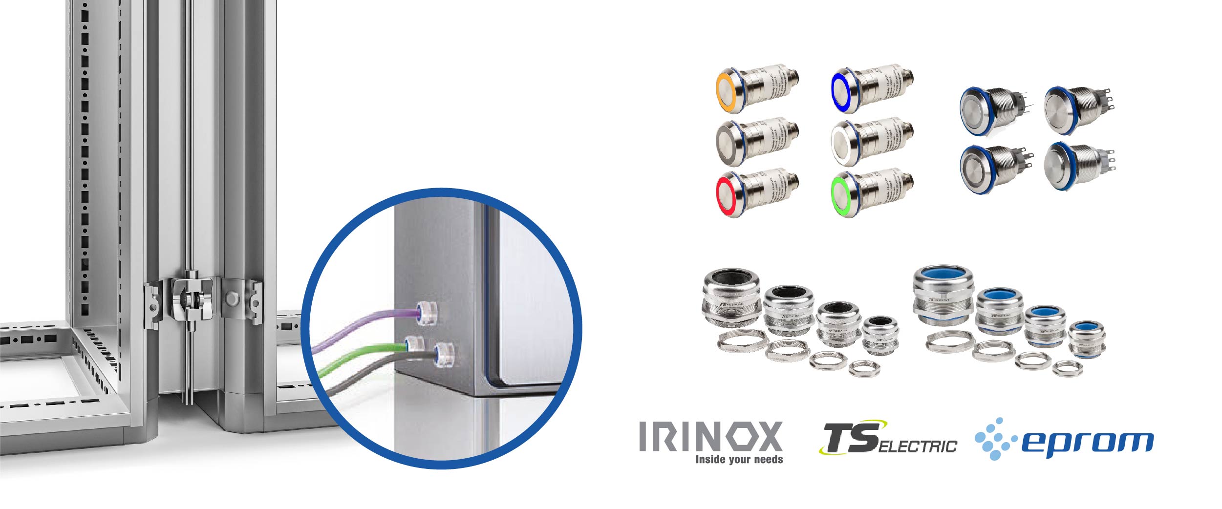 Accesorios y complementos para la gama de armarios modulares. Envolventes IRINOX. Disponibles en EPROM.