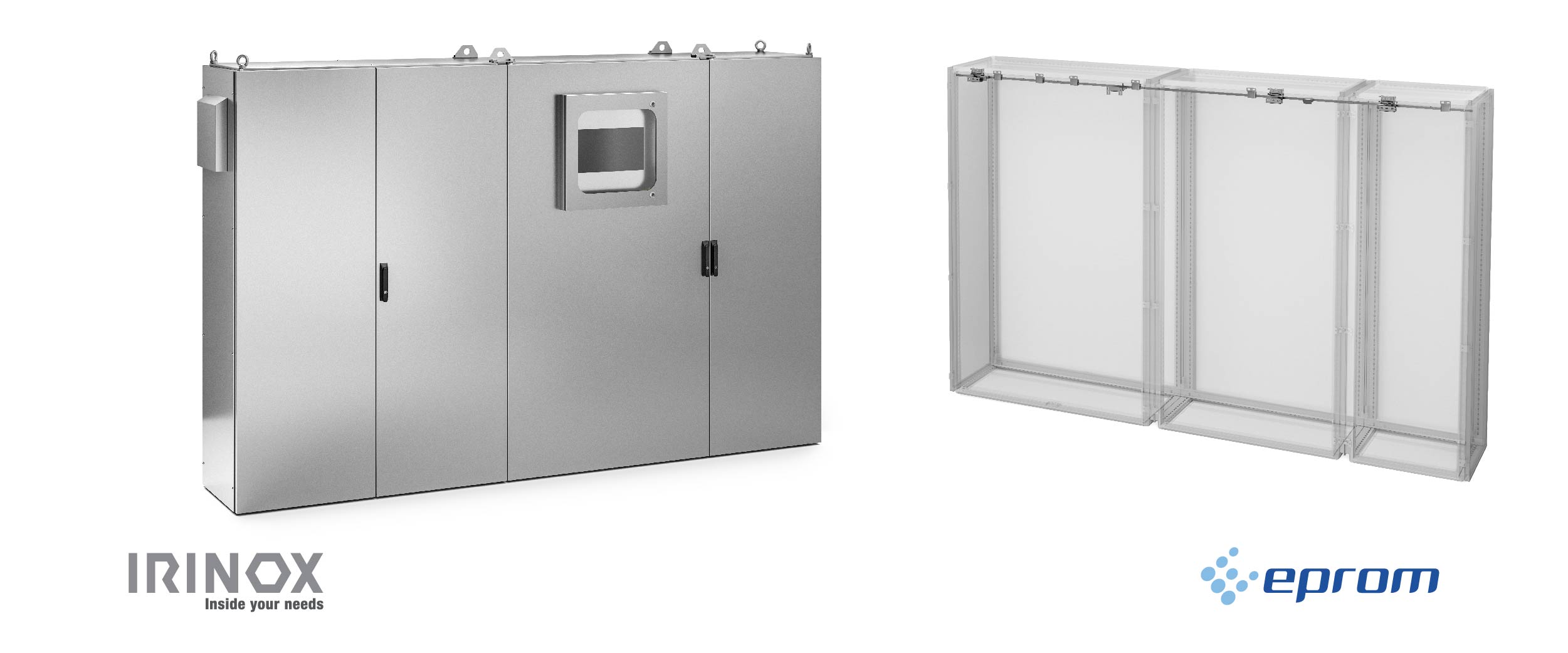 Aplicaciones industriales de los armarios modulares IRINOX. Sistema modular de envolventes en acero inoxidable. Disponibles en EPROM.